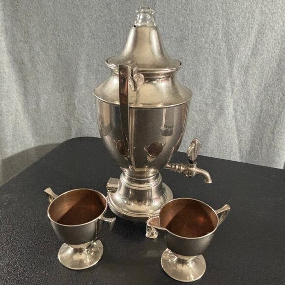 Royal Rochester Chrome Vintage Electric Coffee Pot Percolator 3PC Set - Picture 3 of 10